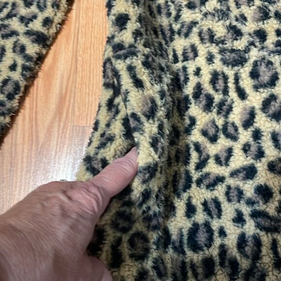 Long Calvin Klein Open Cardigan, Faux Fur/Plush Chetah Jacket, Small - Picture 5 of 6